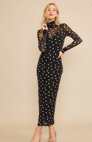 Mesh polka dot dress Large