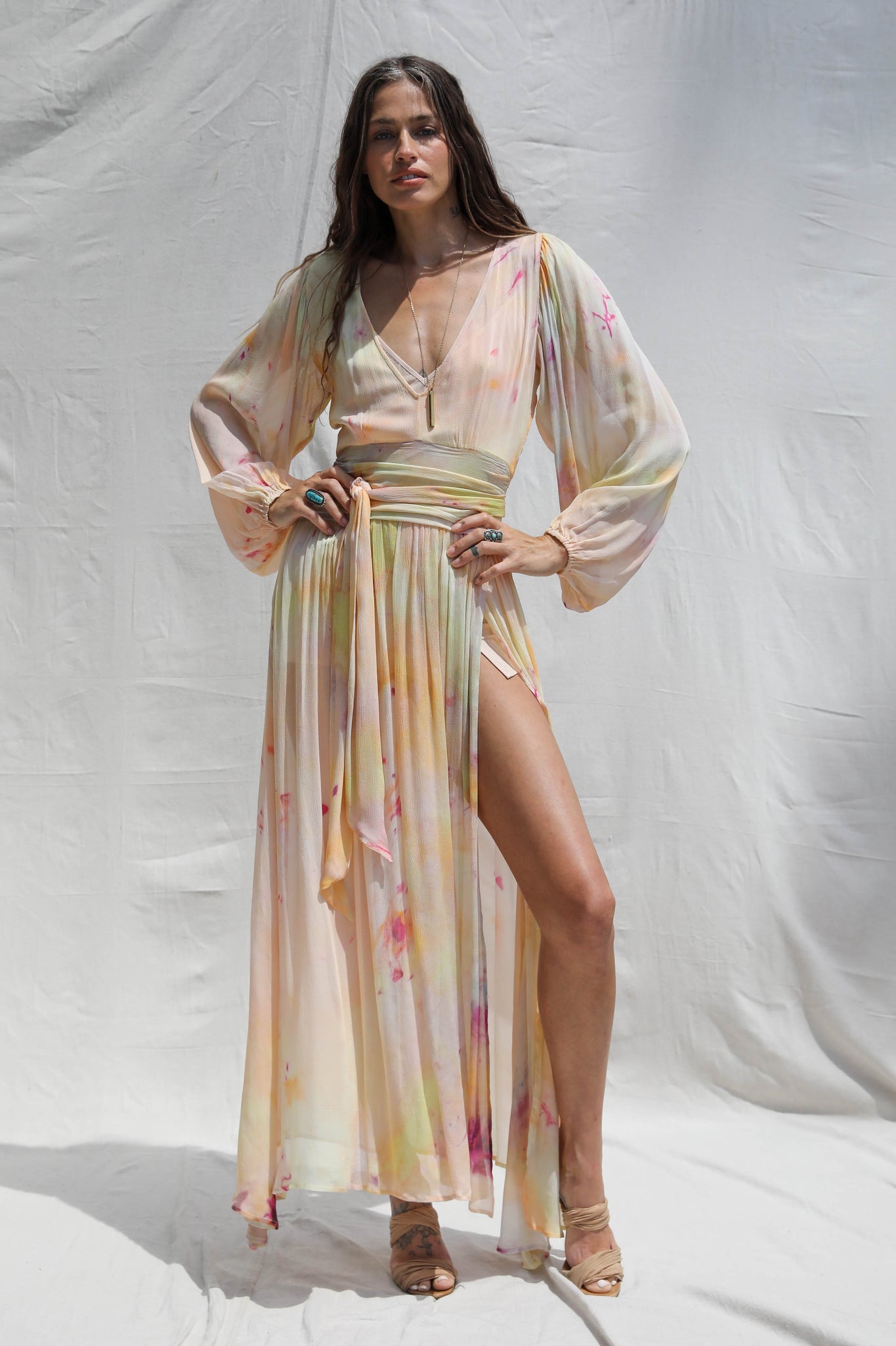Ice dyed Lapis Maxi  Dress
