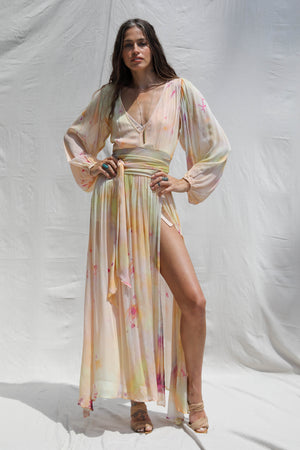 Ice dyed Lapis Maxi  Dress