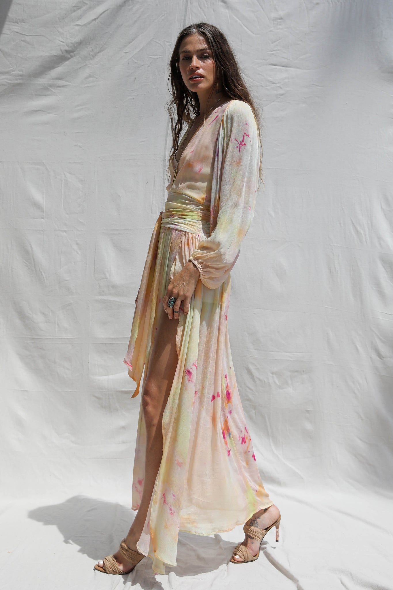 Ice dyed Lapis Maxi  Dress