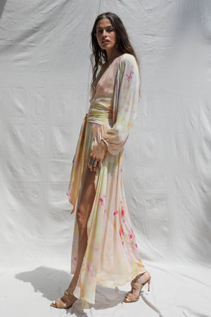 Ice dyed Lapis Maxi  Dress