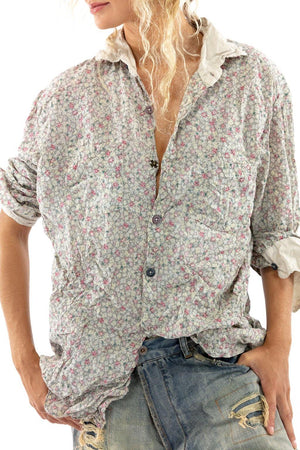Magnolia Pearl Printed Boyfriend Shirt top 1040