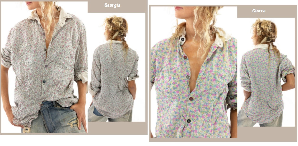 Magnolia Pearl Printed Boyfriend Shirt top 1040