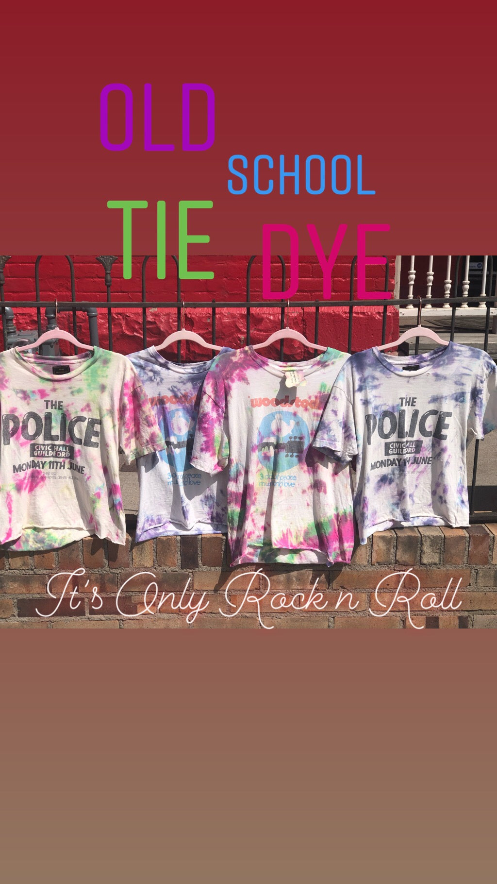 Old school tie dye concert tees