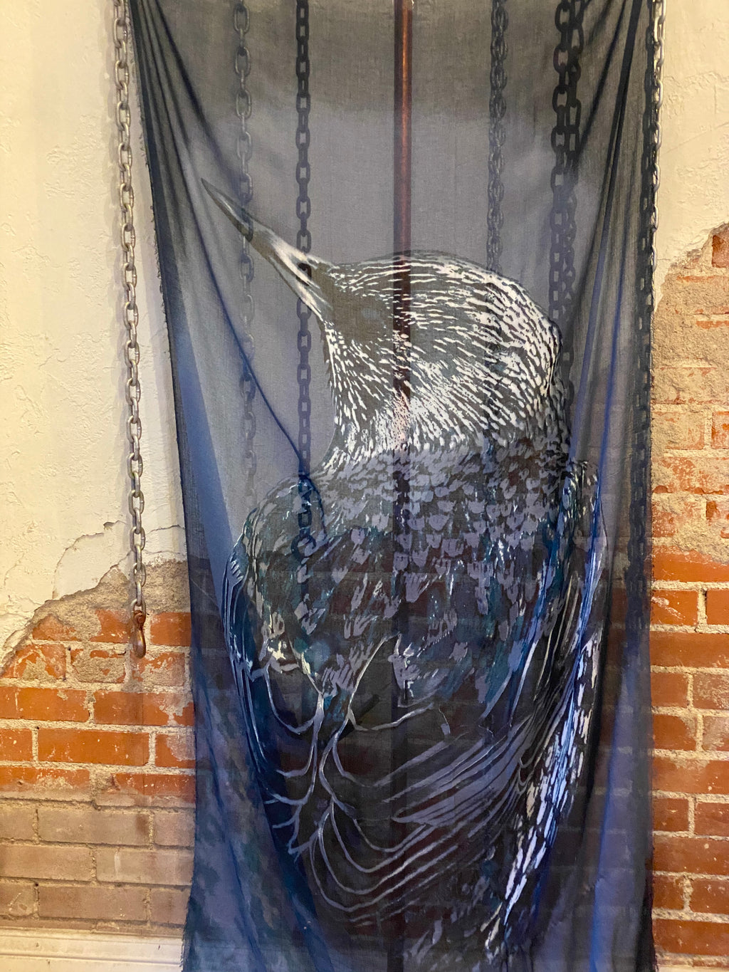 Midnight hummingbird tissue scarf