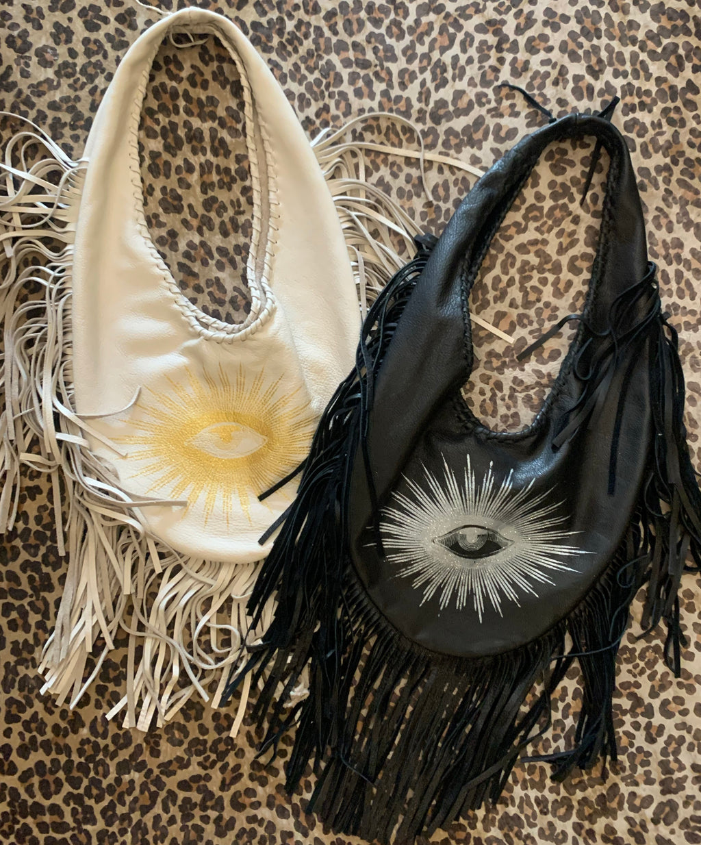Totem Salvaged Leather Fringe Teardrop Shoulder Bag