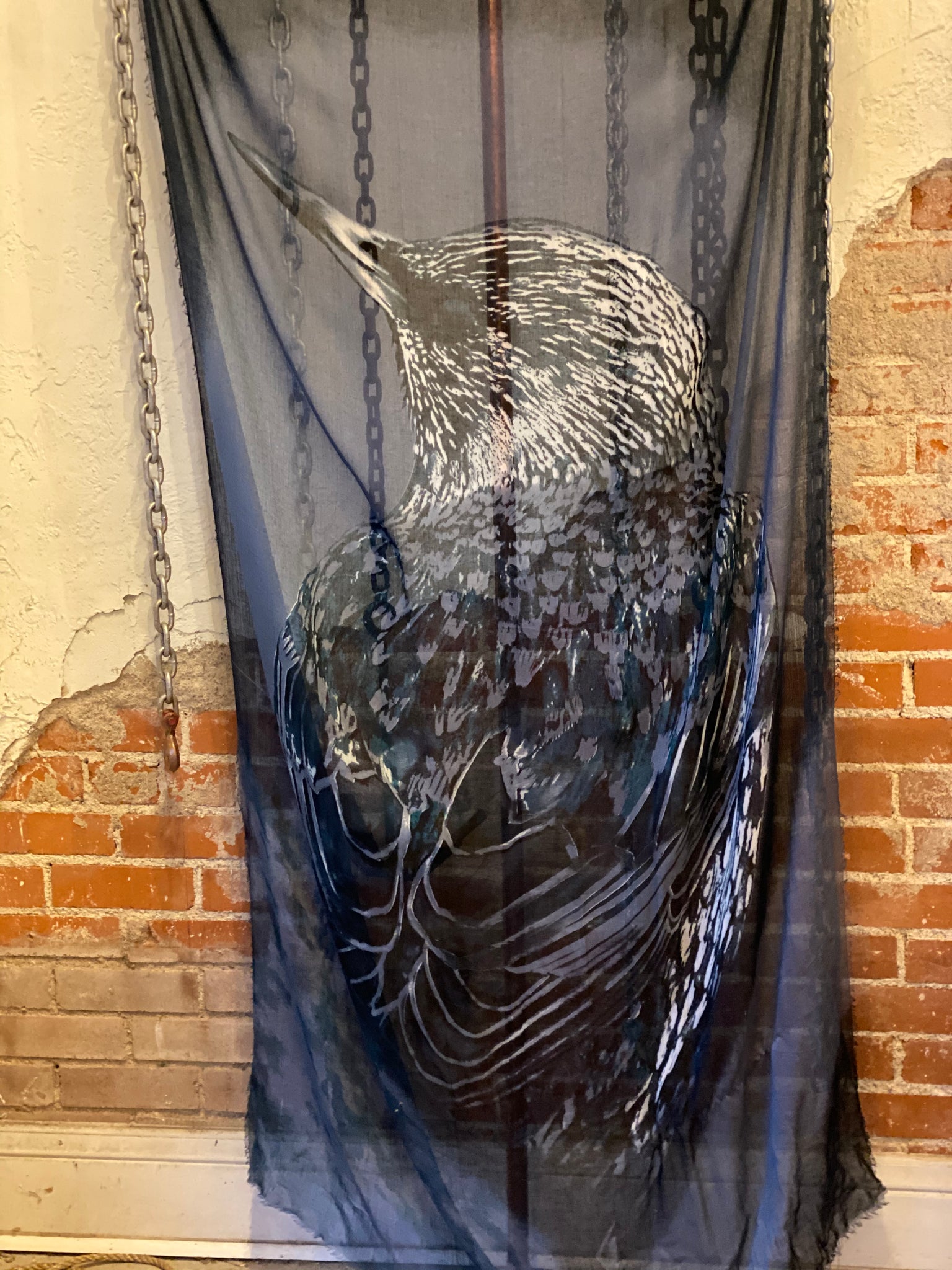 Midnight hummingbird tissue scarf