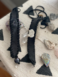 Kesha Pearl and antler leather cuff