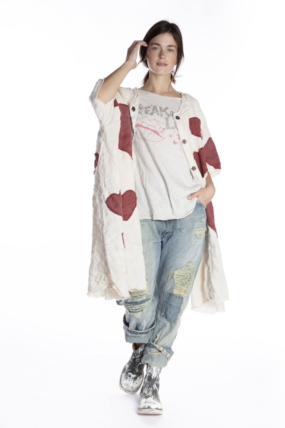 Magnolia Pearl Linen Heart Applique Kimi Koat Jacket 457