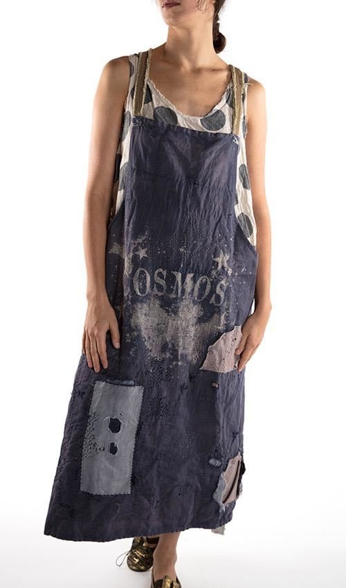 Magnolia Pearl Cotton linen metal workers apron with flannel and cotton repairs