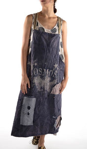 Magnolia Pearl Cotton linen metal workers apron with flannel and cotton repairs