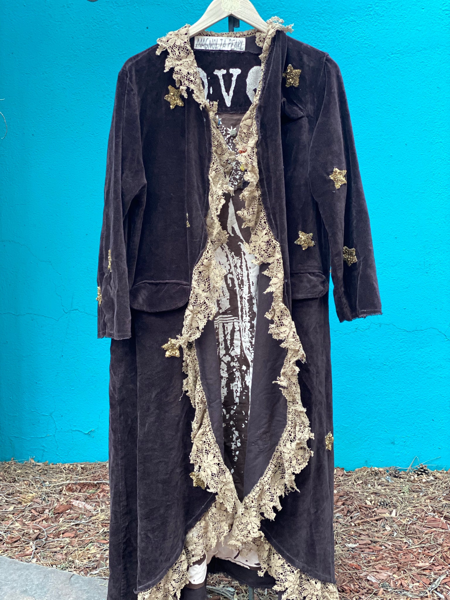 MAGNOLIA PEARL VELVET SEQUIN STAR EMERY COAT, ROOTED EARTH