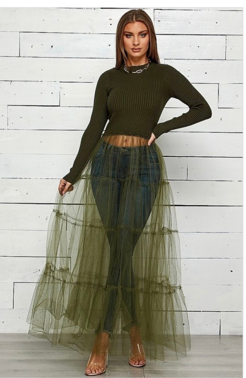 Talismanic Tulle Dress Large / Olive Talismanic Tulle Dress Large / Olive
