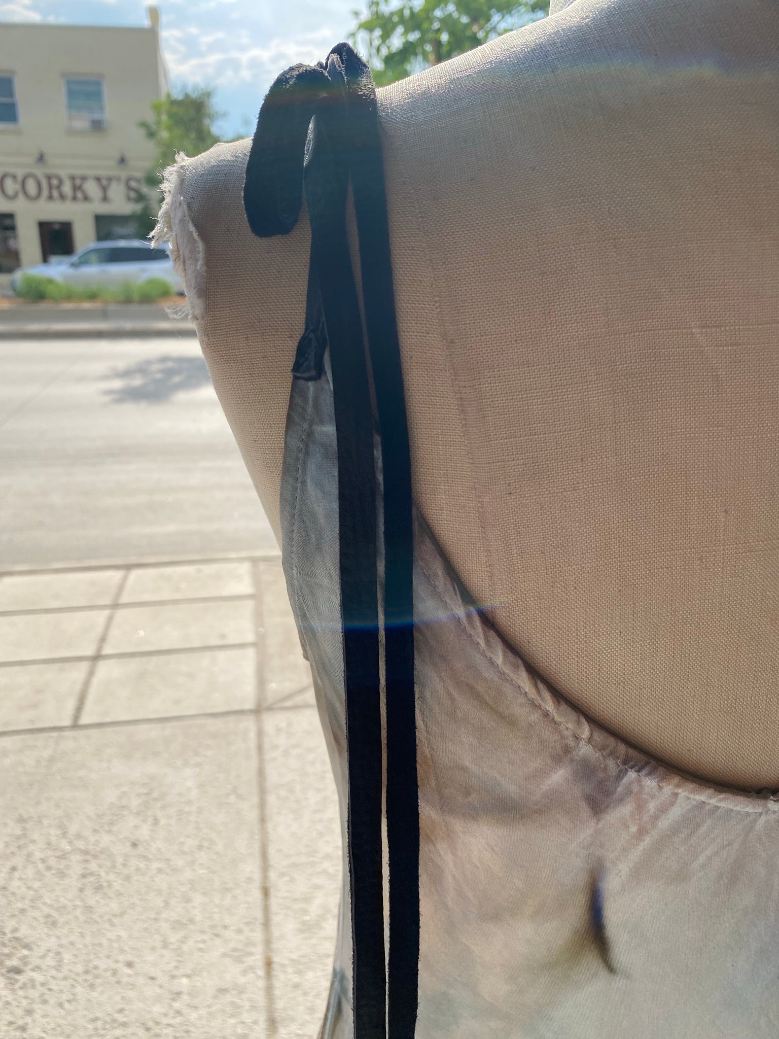 Marbled & Leather Slip Dress