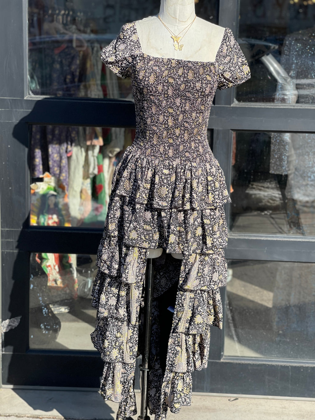 Persaro smocked high long dress