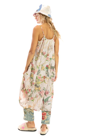 magnolia pearl slip dress Floral Appliqu Oeuvre Clothing Vladimir Nabokov European Cotton Pintucks and Ruffled Eyelet Lace at Hem (white slip pictured beneath is NOT part of the garment) Tattered Lace Trims Adjustable Spaghetti Straps Metal Snaps All Poplin Clementine Slip 176 by