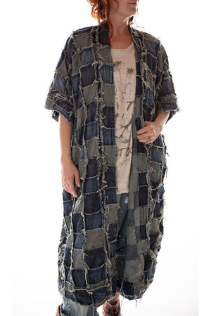 Magnolia Pearl Cotton patch denim Dashi kimono
