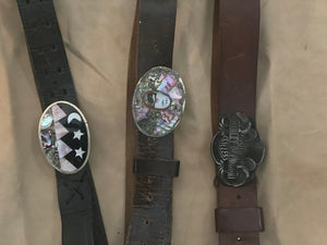 Star scape vintage abalone belt