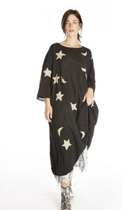 Magnolia Pearl Cotton Twill Star and Moon Appliqué Merlina Dress