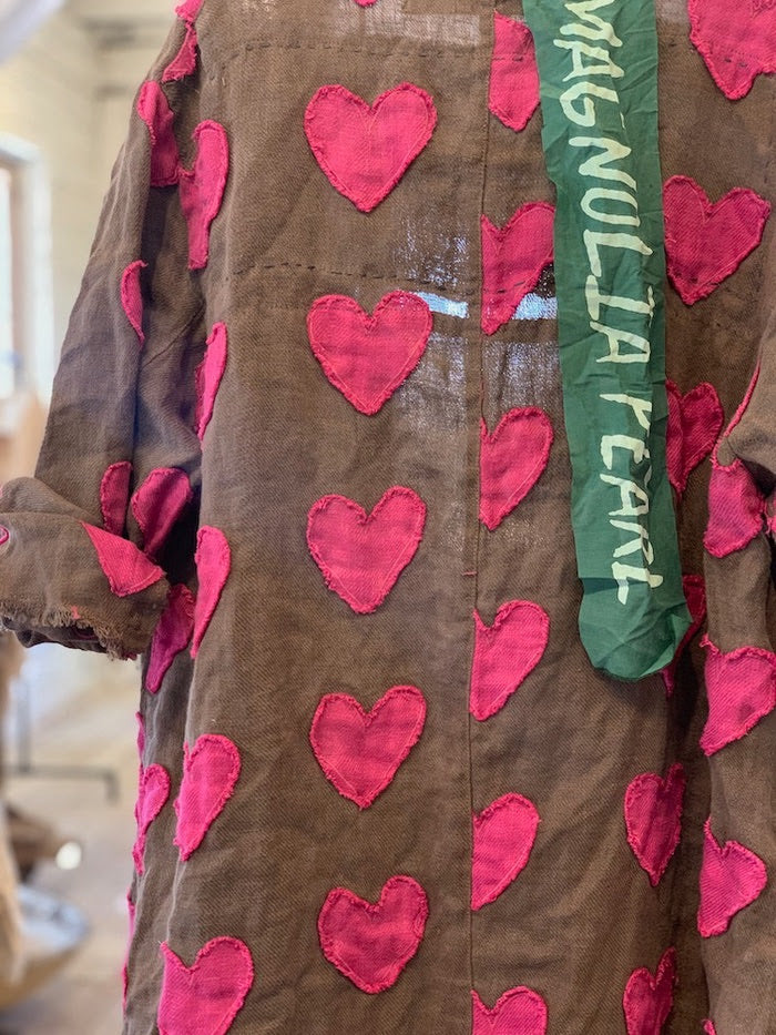 Magnolia Pearl European Linen Heart Appliqué Emery Coat