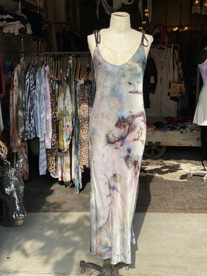 Marbled & Leather Slip Dress