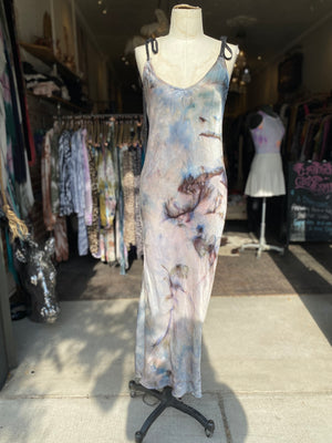 Marbled & Leather Slip Dress