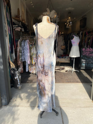 Marbled & Leather Slip Dress
